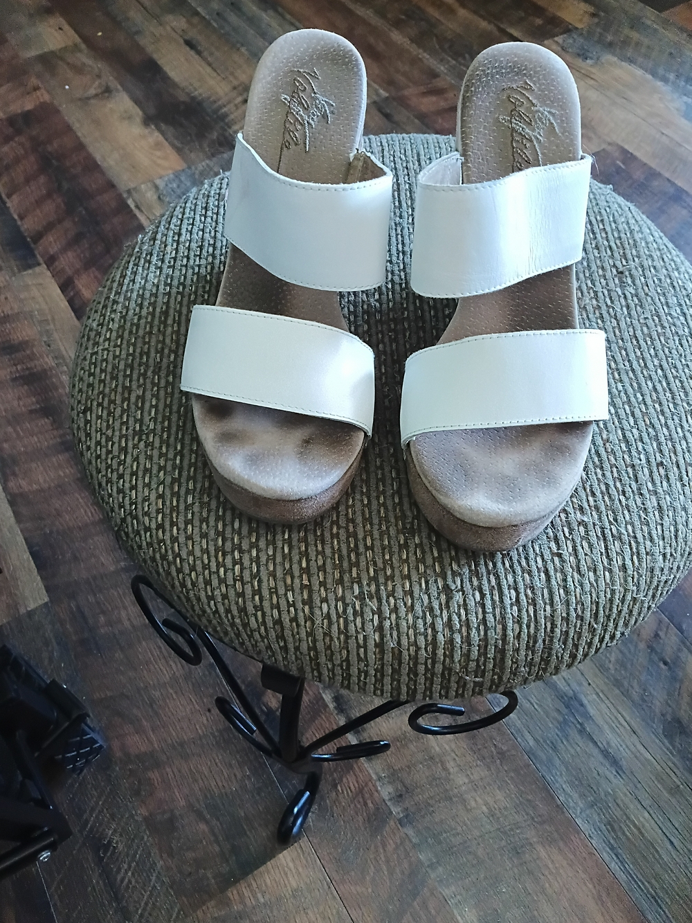 White Double-Strap Wedge Slide Sandals - Comfort Footbed